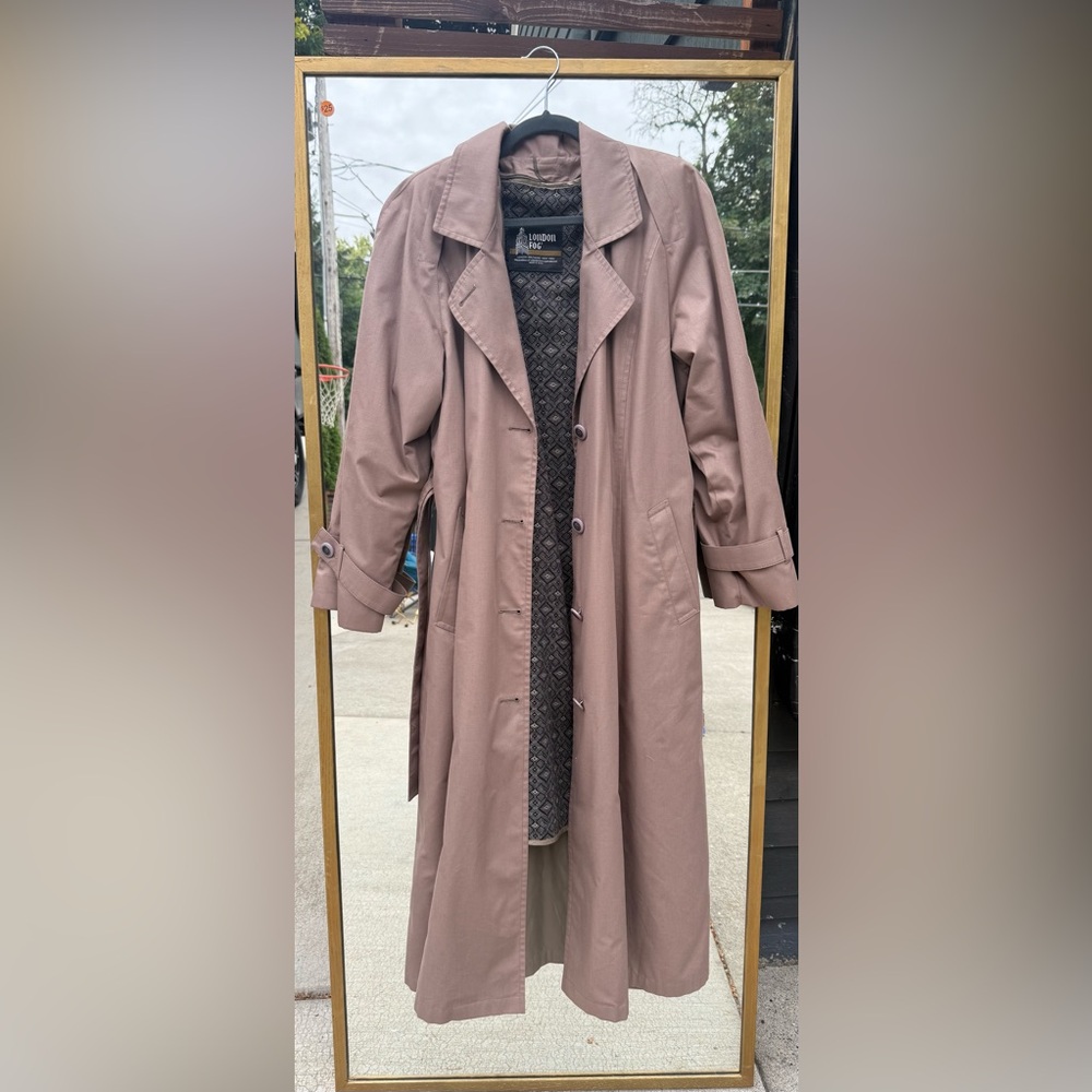 London Fog Brown Trench Coat with Notched Lapel